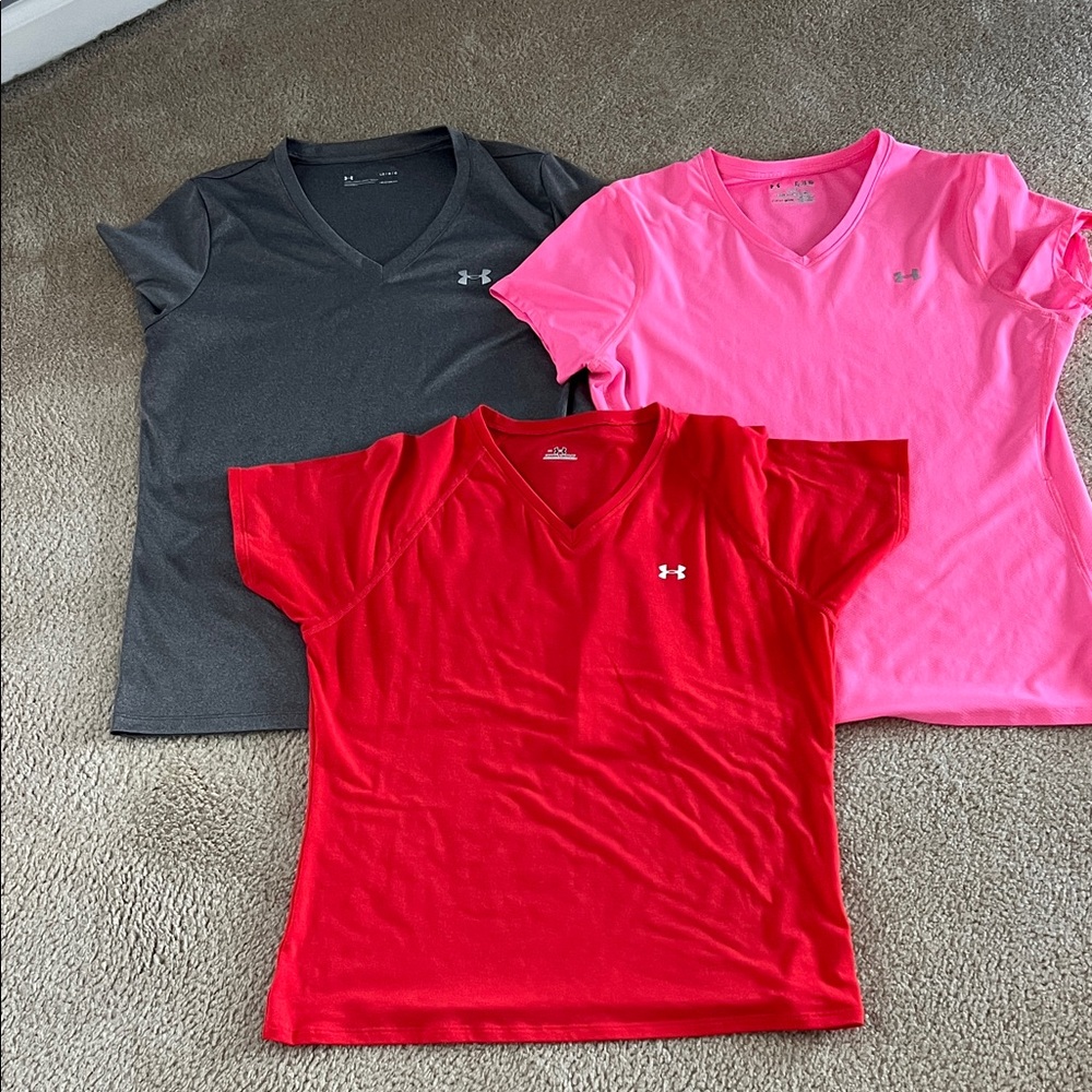 Under Armour Women's Short Sleeve Tees - Charcoal, Bright Pink, Vivid Red